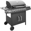 vidaXL Barbacoa grill de gas 6+1 quemadores negra