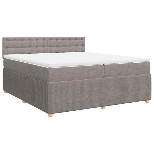 vidaXL Cama box spring con colch&oacute;n tela gris taupe 200x200 cm