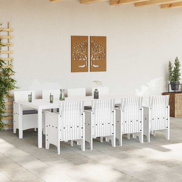 vidaXL Conjunto de Comedor de Jardín 9 pcs Gris Claro Ratan Polt