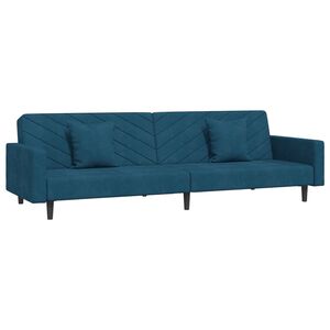 vidaXL Sof&aacute; cama de 2 plazas con dos almohadas terciopelo azul