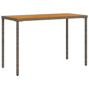 vidaXL Mesa de jard&iacute;n superficie de madera rat&aacute;n PE gris 115x54x74 cm