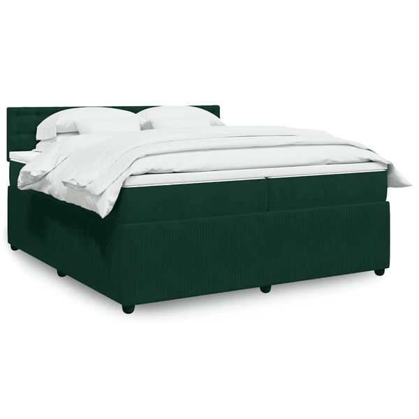 vidaXL Cama box spring con colch&oacute;n terciopelo verde oscuro 200x200 cm