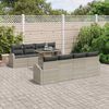 vidaXL Conjunto de sof&aacute; de jard&iacute;n 9 pcs Gris Claro Rattan de Poli&eacute;ster