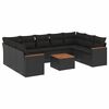 vidaXL Set de sof&aacute;s de jard&iacute;n 10 pzas cojines rat&aacute;n sint&eacute;tico negro