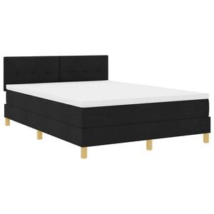 vidaXL Cama Box Spring LED con coj&iacute;n Negro 160 x 200 cm tela