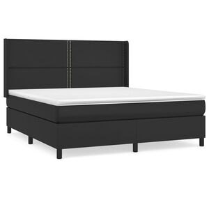 vidaXL Cama box spring con colch&oacute;n cuero sint&eacute;tico negro 180x200 cm