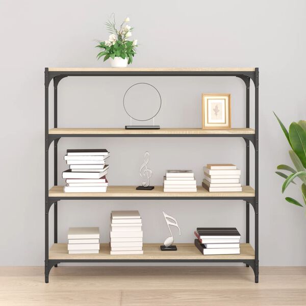 vidaXL Estanter&iacute;a contrachapada y acero roble Sonoma 100x33x100 cm