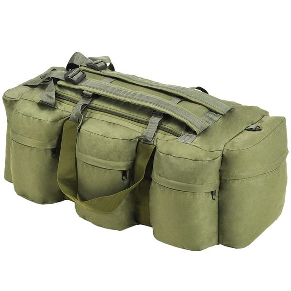 vidaXL Bolso de lona estilo militar 3-en-1 45 L verde oliva