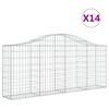 vidaXL Cestas de gaviones 14 uds forma de arco hierro 200x30x80/100 cm