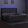 vidaXL Cama box spring colch&oacute;n y luces LED tela gris taupe 200x200 cm