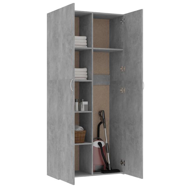 vidaXL Armario almacenaje madera ingenier&iacute;a gris cemento 80x35,5x180cm
