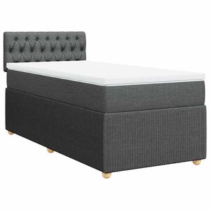 vidaXL Cama box spring con colch&oacute;n tela gris oscuro 80x200 cm