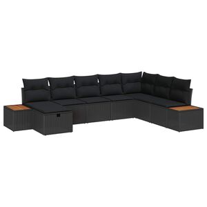 vidaXL Conjunto de sof&aacute;s de jard&iacute;n 8 pcs Negro rat&aacute;n sint&eacute;tico