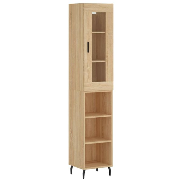 vidaXL Aparador de madera contrachapada roble Sonoma 34,5x34x180 cm