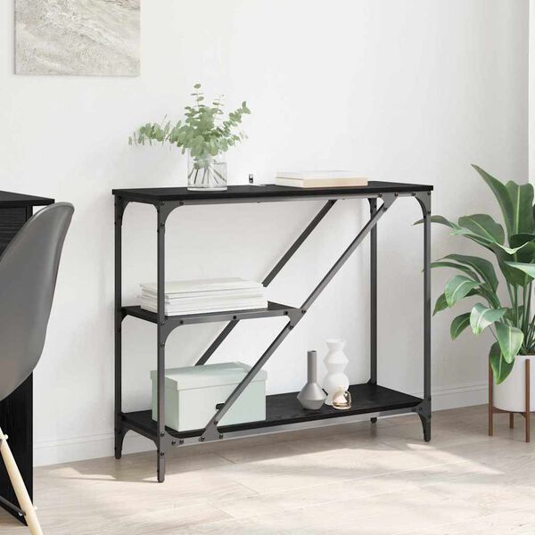 vidaXL Mesa Consola Roble Negro 88,5 x 30 x 75 cm Madera contrachapada