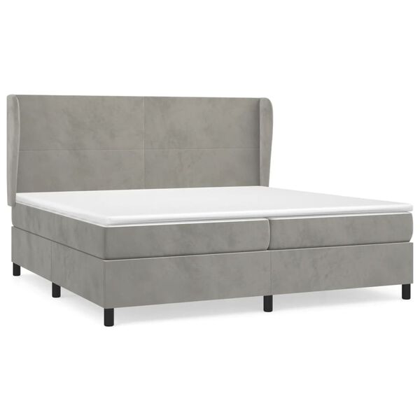 vidaXL Cama box spring con colch&oacute;n terciopelo gris claro 200x200 cm