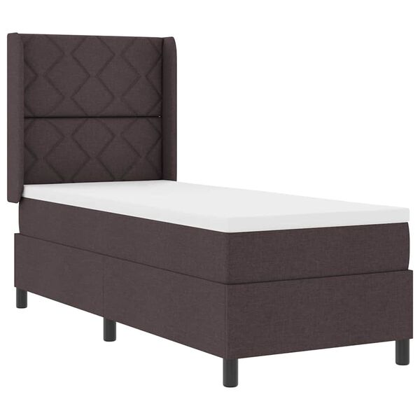 vidaXL Cama tipo Box Spring con colch&oacute;n Marr&oacute;n oscuro 80 x 200 cm tela
