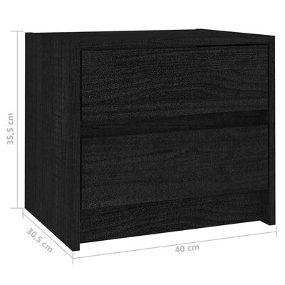 vidaXL Mesitas de noche 2 uds madera maciza pino negro 40x30,5x35,5 cm