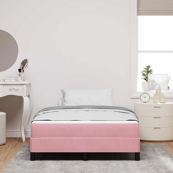 vidaXL Cama tipo Box Spring con colch&oacute;n Rosa 120 x 190 cm tela