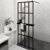 vidaXL Mampara ducha con estante vidrio ESG y aluminio negro 80x195 cm