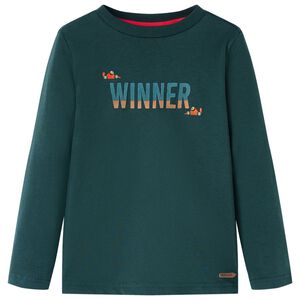 vidaXL Camiseta infantil de manga larga verde oscuro 104