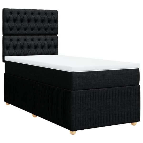 vidaXL Cama box spring con colchón tela negro 90x190 cm