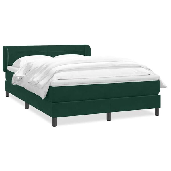 vidaXL Cama box spring con colch&oacute;n terciopelo verde oscuro 160x220 cm