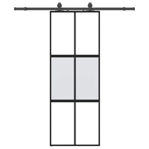 vidaXL Puerta corredera con herrajes negro 76x205 cm vidrio templado