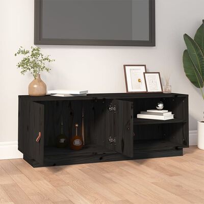 vidaXL Mueble de TV de madera maciza de pino negro 105x34x40 cm