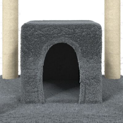 vidaXL Rascador para gatos con postes de sisal gris oscuro 174 cm