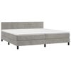 vidaXL Cama box spring colch&oacute;n y LED terciopelo gris claro 200x200 cm