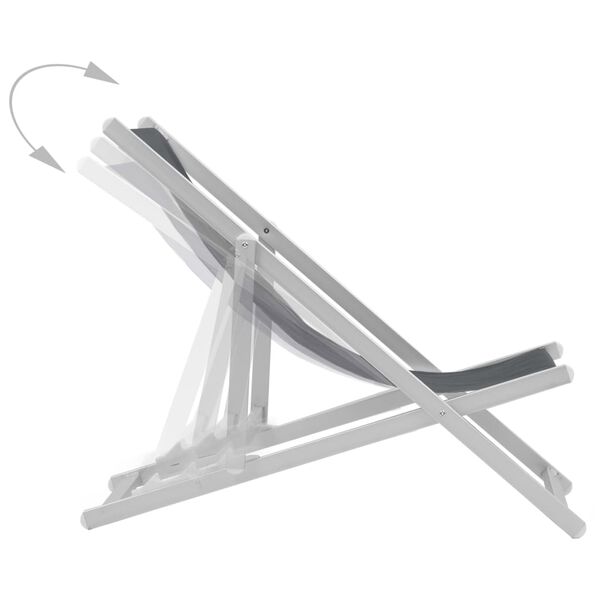 vidaXL Silla de playa plegable 2 unidades aluminio y textilene gris