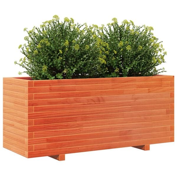 vidaXL Jardinera madera maciza de pino marr&oacute;n cera 110x40x49,5 cm