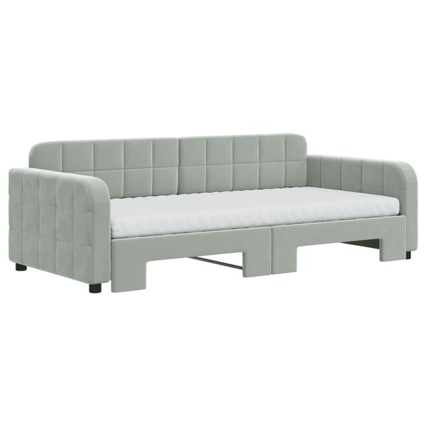 vidaXL Sof&aacute; cama nido con colch&oacute;n terciopelo gris claro 90x190 cm