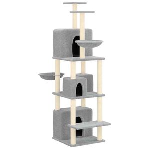 vidaXL Rascador para gatos con postes de sisal gris claro 180 cm