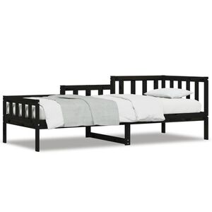 vidaXL Sof&aacute; cama sin colch&oacute;n madera maciza de pino negro 90x190 cm