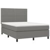 vidaXL Cama box spring colch&oacute;n y luces LED tela gris oscuro 140x190 cm