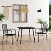 vidaXL Set de comedor de jardín 3 pzas cuerda de algodón y acero negro