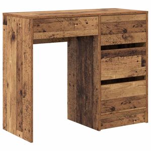 vidaXL Escritorio con caj&oacute;n Madera envejecida 90 x 37.5 x 75 cm