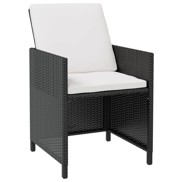 vidaXL Set comedor de jard&iacute;n 11 piezas y cojines rat&aacute;n sint&eacute;tico negro