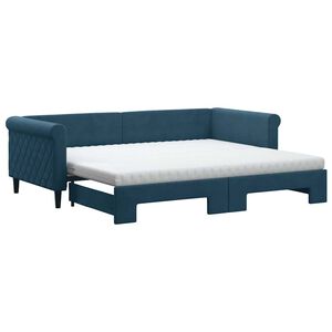 vidaXL Sof&aacute; cama nido con colch&oacute;n terciopelo azul 90x200 cm