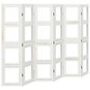vidaXL Biombo separador de 6 paneles madera maciza Paulownia blanco