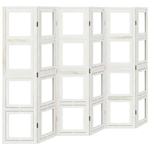 vidaXL Biombo separador de 6 paneles madera maciza Paulownia blanco