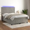 vidaXL Cama box spring colch&oacute;n y LED terciopelo gris claro 140x200 cm