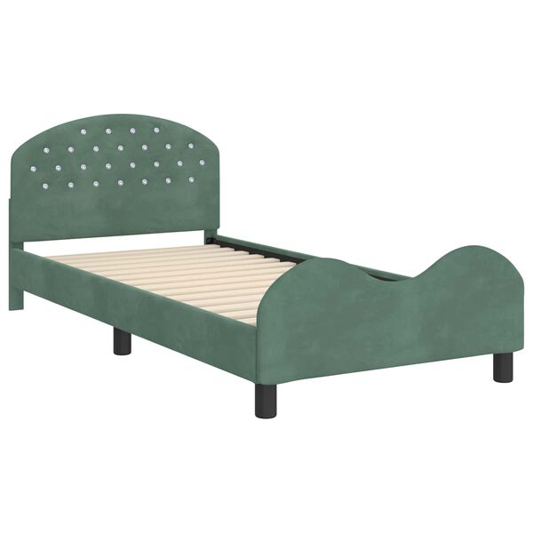 vidaXL Cama para ni&ntilde;os con cabecero Verde Mar 80 x 200 cm Terciopelo