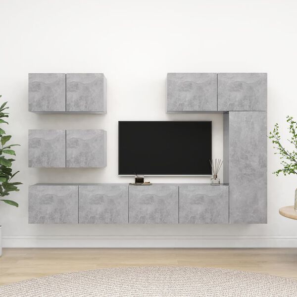vidaXL Set muebles de salón TV 6 pzas madera ingeniería gris hormigón