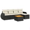 vidaXL Set de sof&aacute;s de jard&iacute;n 6 piezas y cojines rat&aacute;n sint&eacute;tico negro