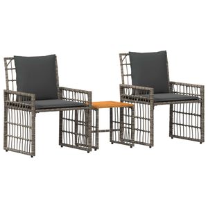 vidaXL Juego de muebles de exterior 3 uds. Negro y Gris oscuro