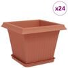 vidaXL Macetas 24 pcs Rojo Ladrillo 28,5 x 28,5 x 22 cm Pl&aacute;stico