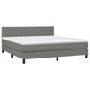 vidaXL Cama box spring colch&oacute;n y luces LED tela gris oscuro 180x200 cm